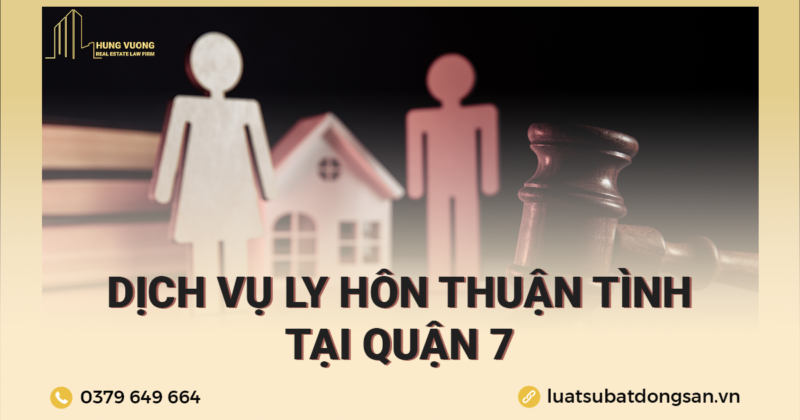 Một khi vợ chồng đã phải “dứt áo ra đi” thì thuận tình LY HÔN bao giờ cũng tốt đẹp hơn là đơn phương. Cả hai vợ chồng cùng mong muốn “chia tay trong hòa bình” nhưng theo luật thì giải quyết sao để nhanh chóng tốt đẹp? Văn bản thỏa thuận làm sao cho CÔNG BẰNG, đúng luật? QUYỀN LỢI về nuôi con, thăm nom, hay phân chia tài sản có đảm bảo cho vợ, chồng? Thỏa thuận xử lý chia nhà đất sao cho nhanh chóng và có lợi nhất? Công ty Luật BĐS Hưng Vượng chuyên cung cấp Dịch vụ tư vấn ly hôn thuận tình Quận 7, “sẽ lo thay nghĩ hộ” và tư vấn thực hiện toàn bộ thủ tục ly hôn cho khách hàng, đảm bảo quyền lợi cao nhất cho Khách hàng Dịch vụ ly hôn thuận tình Quận 7, bao gồm: Kiểm tra tính hợp lệ, đánh giá tình trạng hồ sơ ly hôn của Khách hàng Tư vấn thủ tục ly hôn cần những gì Tư vấn phân chia tài sản khi ly hôn Tư vấn quyền nuôi con khi ly hôn Soạn thảo đơn xin ly hôn thuận tình Nhận ủy quyền để thực hiện thủ tục ly hôn tại Tòa án Quận 7 Chuẩn bị hồ sơ ly hôn để nộp theo quy định (thu thập tài liệu, chứng cứ, soạn thảo đơn ly hôn … hoàn thiện hồ sơ ly hôn) Nộp hồ sơ ly hôn tại Tòa án Quận 7 Làm việc với cán bộ tiếp nhận hồ sơ, bổ túc hồ sơ …. Đóng nộp tiền tạm ứng án phí, lệ phí ly hôn Tham gia các phiên họp hòa giải, công khai chứng cứ cùng đương sự, hỗ trợ đương sự đưa ra quyết định đúng đắn nhất Hỗ trợ tư vấn cho đương sự trong các phiên hòa giải, công khai chứng cứ để đạt được thỏa thuận tối ưu nhất Theo dõi hồ sơ và thông báo tình trạng hồ sơ đến quý khách hàng Tham gia phiên tòa tranh chấp bảo vệ quyền và lợi ích tốt nhất cho khách hàng Nhận bản án, quyết định ly hôn và bàn giao lại cho khách hàng Bạn được gì khi nhờ Luật sư ly hôn Quận 7? Giải quyết được ly hôn trong hòa bình, nhanh nhất và ít tổn thất nhất Giải quyết ly hôn thấu tình và đạt lý nhất Không mất thời gian tranh chấp, nhàn hạ, thảnh thơi mà vẫn đạt được điều mình muốn Đảm bảo an toàn pháp lý, tránh mọi rủi ro phát sinh Nhanh chóng đạt được nguyện vọng. Chỉ bỏ ít chi phí mà lại được rất nhiều lợi ích hơn mong đợi Với lợi thế “sân nhà” thông thuộc địa bàn quận 7 và có mối quan hệ tốt đẹp với Tòa án quận 7. Luật sư ly hôn Quận 7 đã mang lại lợi ích to lớn cho hàng ngàn khách hàng và bạn sẽ là người tiếp theo hài lòng với Dịch vụ tư vấn ly hôn thuận tình Quận 7